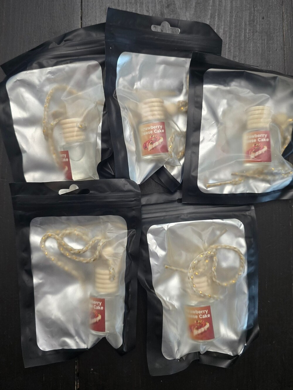 5 Hanging Car Air Freshener Strawberry Cheesecake Scent Diffuser 8ml Size